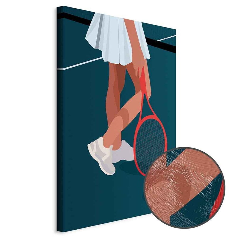 Produktvy av Female tennis player with a. En rund detaljförstoring visar den strukturerade gelytan.