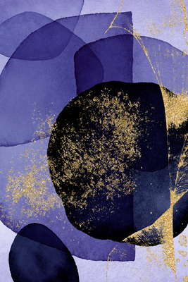 Vooraanzicht van Purple kaleidoscope. De volledige gedrukte compositie is te zien zonder het schuine productaanzicht of de detailopname van het geloppervlak.