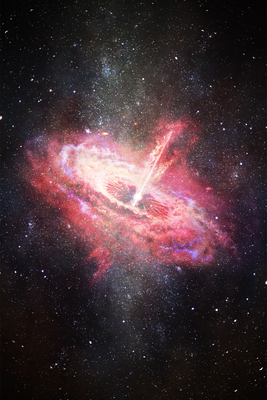 Vooraanzicht van Lonely galaxy. De volledige gedrukte compositie is te zien zonder het schuine productaanzicht of de detailopname van het geloppervlak.