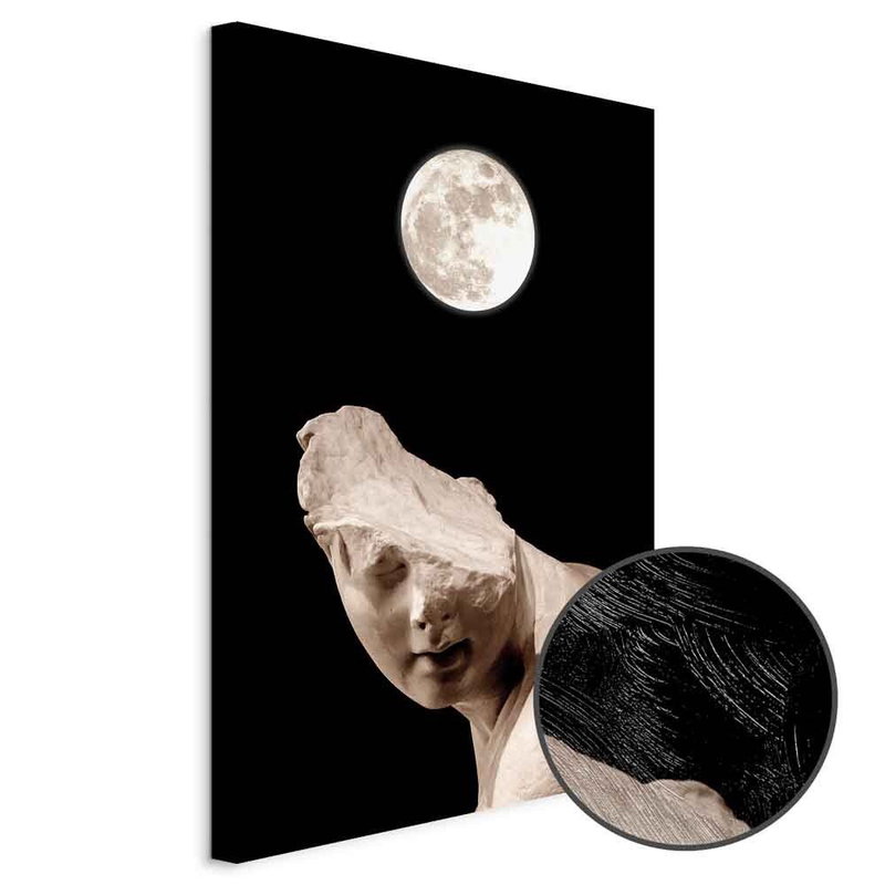 Produktvy av Moon and statue. En rund detaljförstoring visar den strukturerade gelytan.