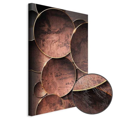 Schuin productaanzicht van Nature sounds. Het motief loopt door over de randen van het canvas. Een ronde detailopname toont het reliëf van het geloppervlak.