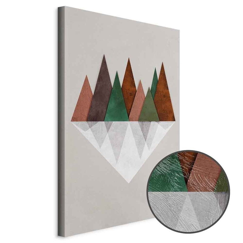 Produktvy av Symmetrical land. En rund detaljförstoring visar den strukturerade gelytan.