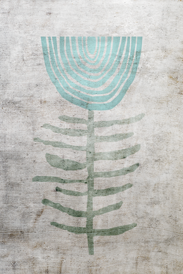 Vooraanzicht van Blue lily. De volledige gedrukte compositie is te zien zonder het schuine productaanzicht of de detailopname van het geloppervlak.
