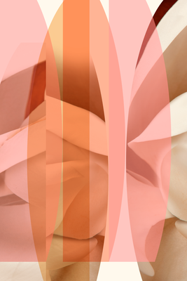 Vooraanzicht van Floral kaleidoscope. De volledige gedrukte compositie is te zien zonder het schuine productaanzicht of de detailopname van het geloppervlak.