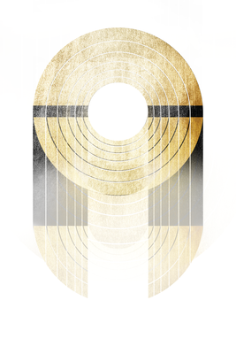 Vooraanzicht van Gold trophy. De volledige gedrukte compositie is te zien zonder het schuine productaanzicht of de detailopname van het geloppervlak.