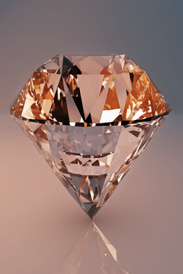 Vooraanzicht van Costly diamond. De volledige gedrukte compositie is te zien zonder het schuine productaanzicht of de detailopname van het geloppervlak.