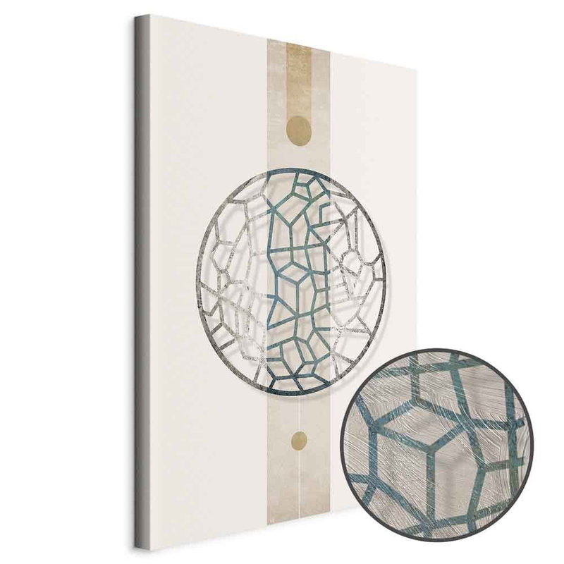 Produktvy av Circle with artistic details. En rund detaljförstoring visar den strukturerade gelytan.