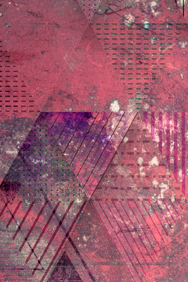 Vooraanzicht van Crimson abstraction. De volledige gedrukte compositie is te zien zonder het schuine productaanzicht of de detailopname van het geloppervlak.