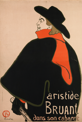 Vooraanzicht van Aristide bruant dans son. De volledige gedrukte compositie is te zien zonder het schuine productaanzicht of de detailopname van het geloppervlak.
