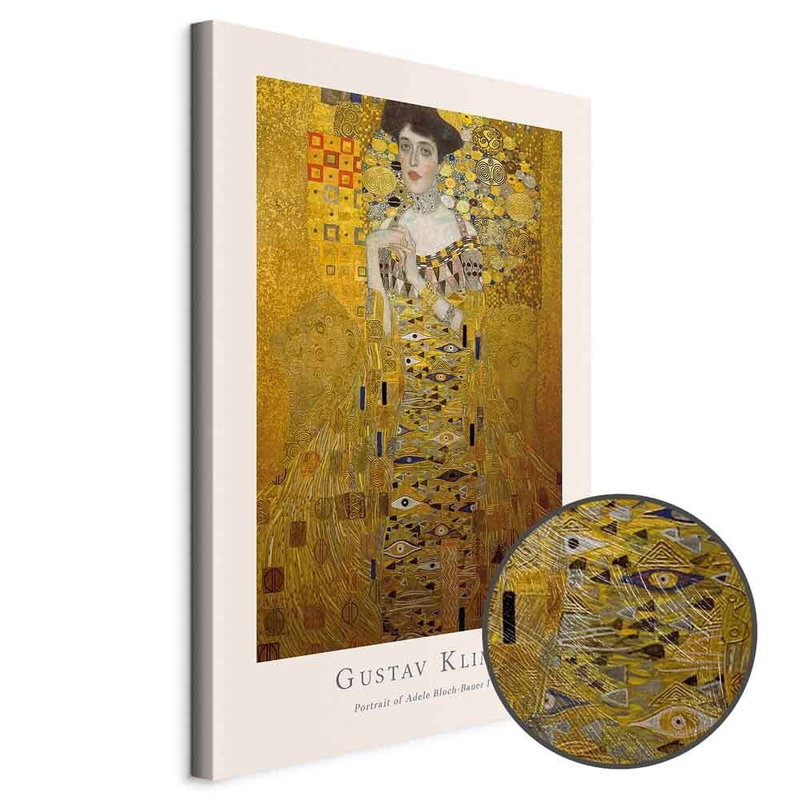 Produktvy av Gustav klimt - portrait of. En rund detaljförstoring visar den strukturerade gelytan.
