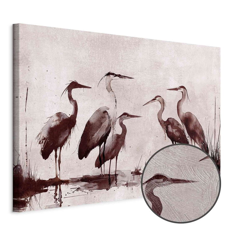 Produktvy av Herons painted with ink. En rund detaljförstoring visar den strukturerade gelytan.