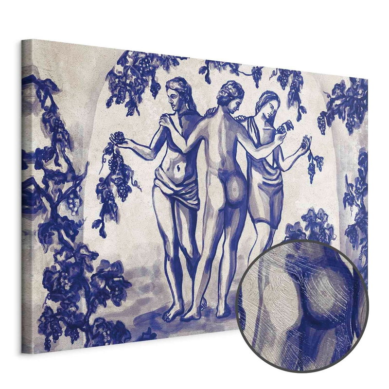 Produktvy av Ancient vineyard - three. En rund detaljförstoring visar den strukturerade gelytan.