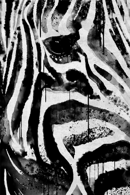 Vooraanzicht van Striped nature. De volledige gedrukte compositie is te zien zonder het schuine productaanzicht of de detailopname van het geloppervlak.