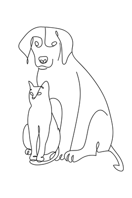 Vooraanzicht van Best friends. De volledige gedrukte compositie is te zien zonder het schuine productaanzicht of de detailopname van het geloppervlak.
