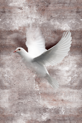 Vooraanzicht van Love in flight. De volledige gedrukte compositie is te zien zonder het schuine productaanzicht of de detailopname van het geloppervlak.