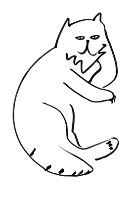 Vooraanzicht van Cat relaxing. De volledige gedrukte compositie is te zien zonder het schuine productaanzicht of de detailopname van het geloppervlak.