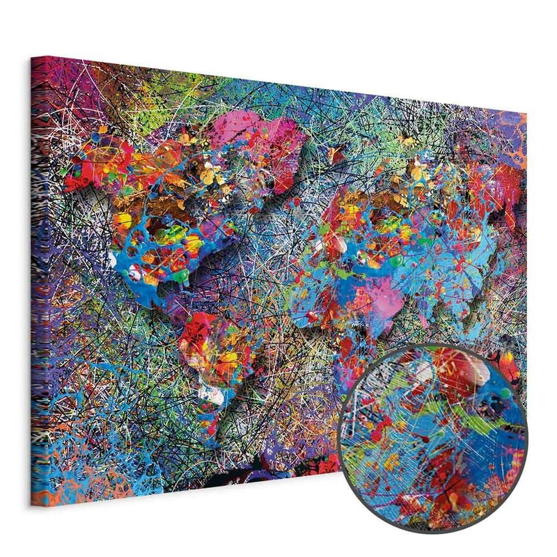 Produktvy av Map jackson pollock. En rund detaljförstoring visar den strukturerade gelytan.