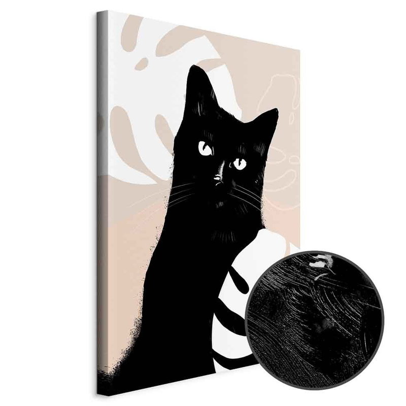 Produktvy av Cat in monsteras. En rund detaljförstoring visar den strukturerade gelytan.