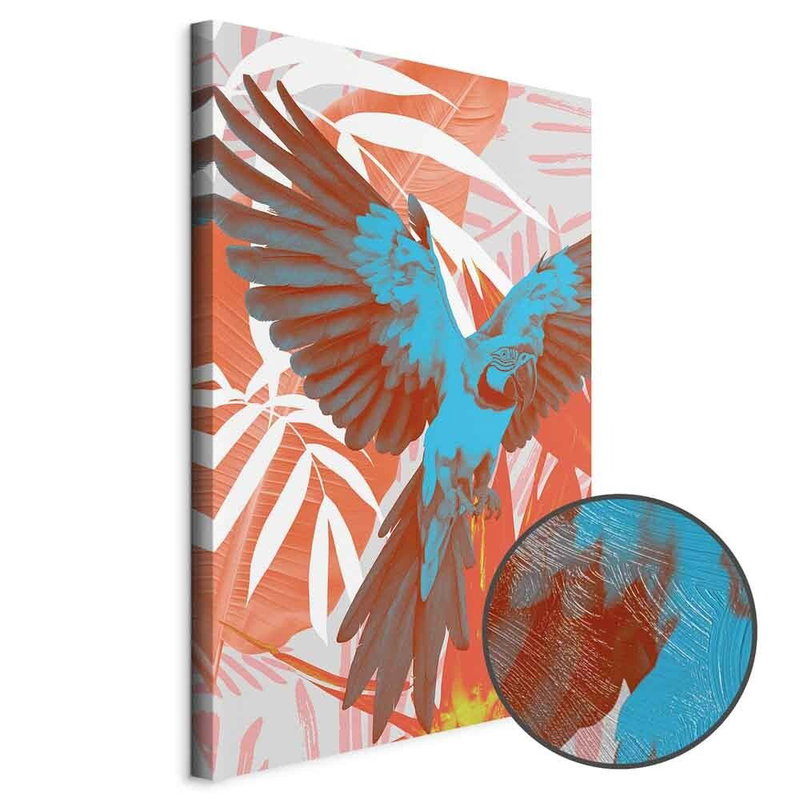 Produktvy av Exotic wings - parrot among. En rund detaljförstoring visar den strukturerade gelytan.