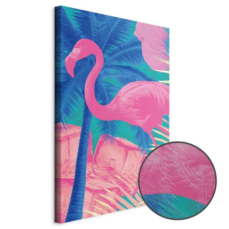Produktvy av Pink flamingo - abstract. En rund detaljförstoring visar den strukturerade gelytan.