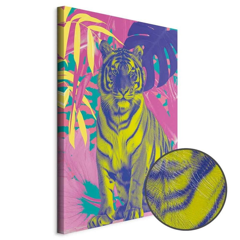 Produktvy av Colorful tiger - intense. En rund detaljförstoring visar den strukturerade gelytan.