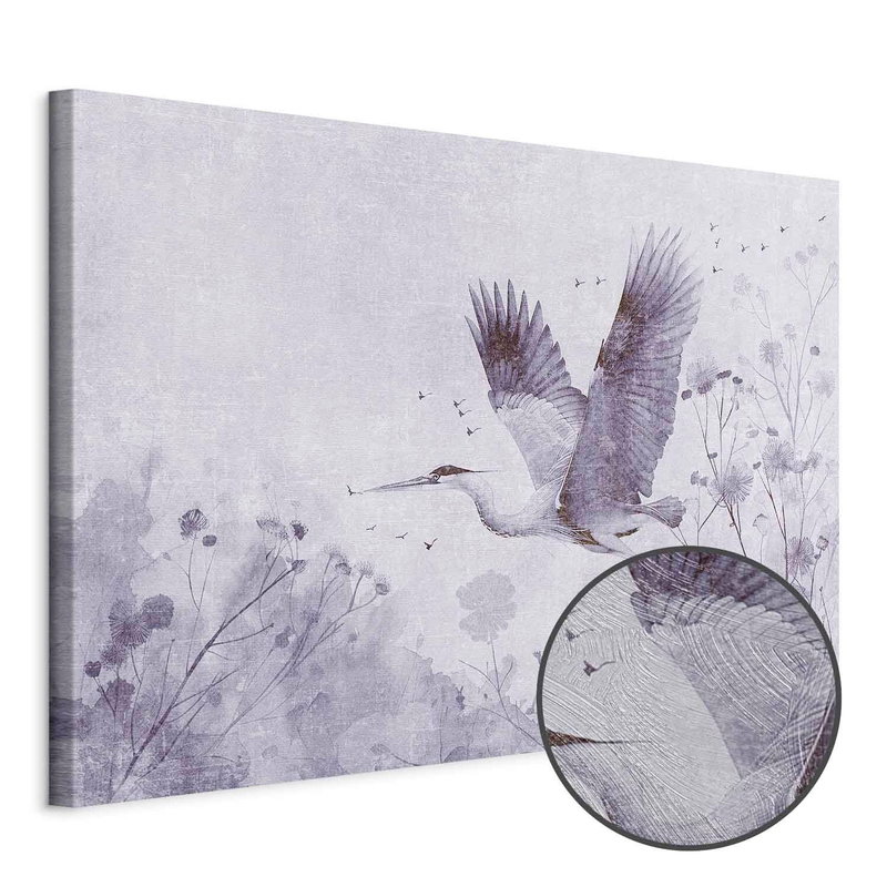 Produktvy av Majestic flight - a crane in. En rund detaljförstoring visar den strukturerade gelytan.