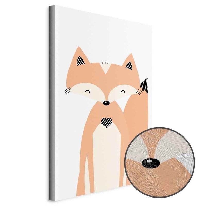 Produktvy av Happy fox. En rund detaljförstoring visar den strukturerade gelytan.