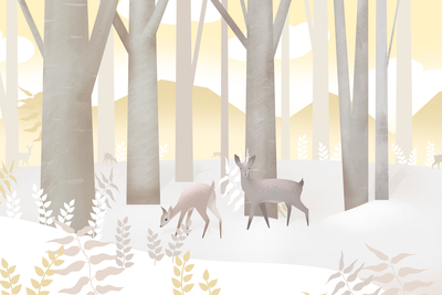 Vooraanzicht van Fairy-tale forest - third. De volledige gedrukte compositie is te zien zonder het schuine productaanzicht of de detailopname van het geloppervlak.