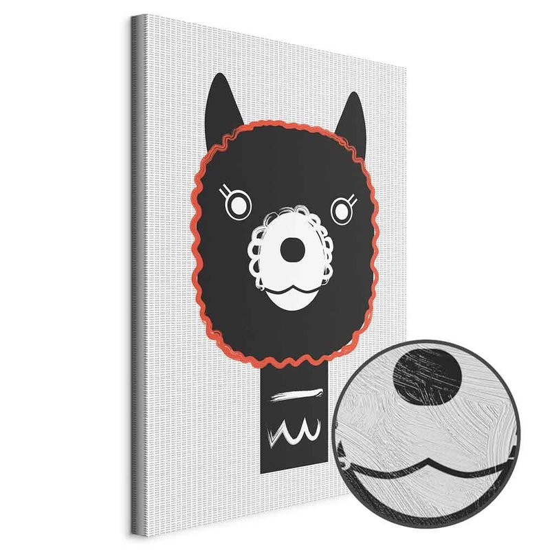 Produktvy av Decorative alpaca. En rund detaljförstoring visar den strukturerade gelytan.