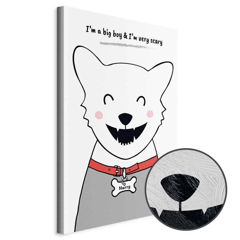 Produktvy av Doggy harry. En rund detaljförstoring visar den strukturerade gelytan.