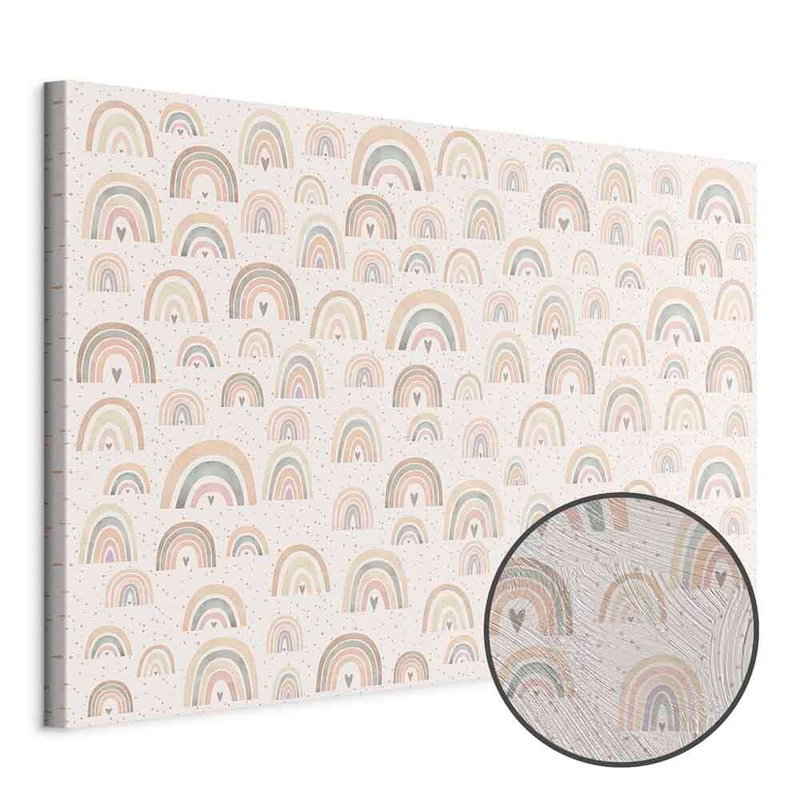 Produktvy av Spring - pastel rainbows. En rund detaljförstoring visar den strukturerade gelytan.