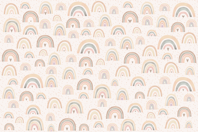 Vooraanzicht van Spring - pastel rainbows. De volledige gedrukte compositie is te zien zonder het schuine productaanzicht of de detailopname van het geloppervlak.