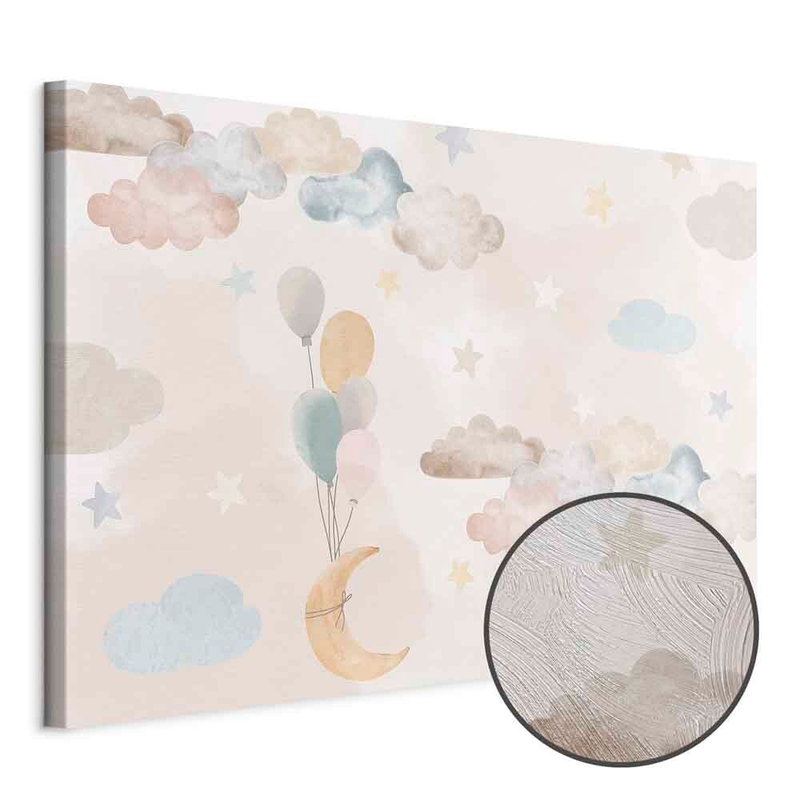 Produktvy av Fairy-tale moon - pastel. En rund detaljförstoring visar den strukturerade gelytan.