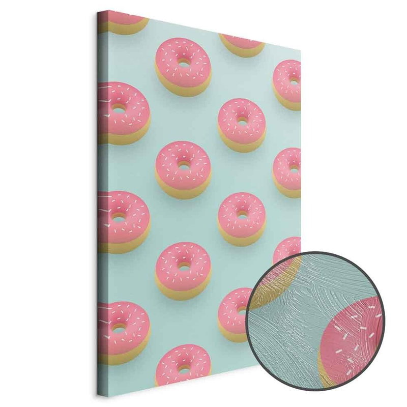 Produktvy av Pastel donuts. En rund detaljförstoring visar den strukturerade gelytan.