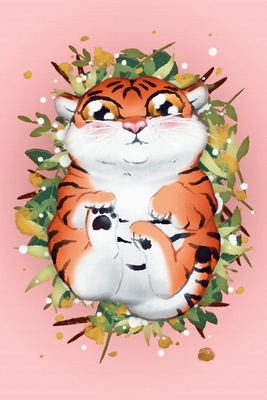 Vooraanzicht van Tigger on the grass. De volledige gedrukte compositie is te zien zonder het schuine productaanzicht of de detailopname van het geloppervlak.