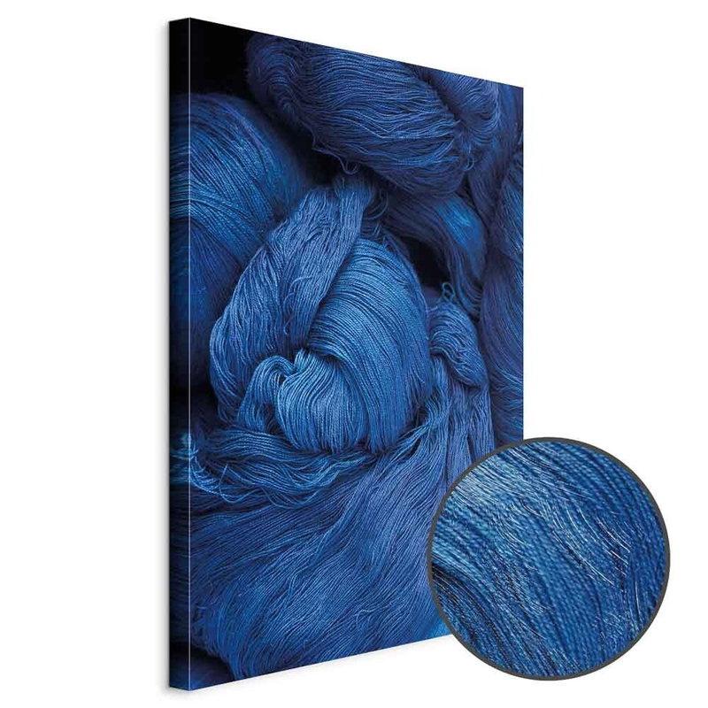 Produktvy av Blue worsted. En rund detaljförstoring visar den strukturerade gelytan.