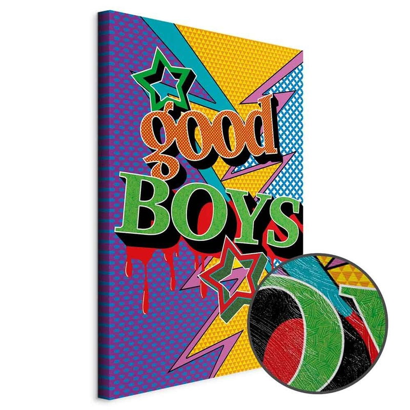 Produktvy av Good boys. En rund detaljförstoring visar den strukturerade gelytan.