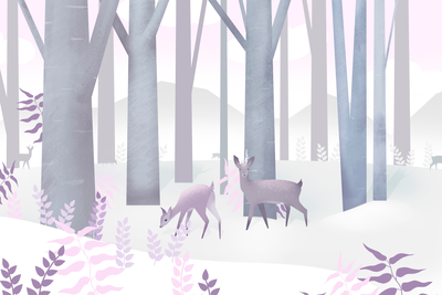 Vooraanzicht van Fairy-tale forest - second. De volledige gedrukte compositie is te zien zonder het schuine productaanzicht of de detailopname van het geloppervlak.