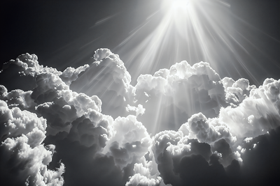 Vooraanzicht van Hope in the clouds inspiring. De volledige gedrukte compositie is te zien zonder het schuine productaanzicht of de detailopname van het geloppervlak.