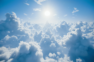 Vooraanzicht van Heavenly calm warm rays of. De volledige gedrukte compositie is te zien zonder het schuine productaanzicht of de detailopname van het geloppervlak.