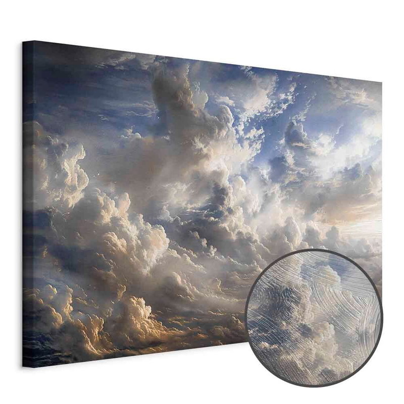 Produktvy av Golden reflections on clouds. En rund detaljförstoring visar den strukturerade gelytan.