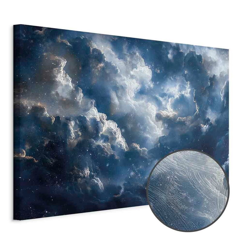 Produktvy av Astronomical wonders clouds. En rund detaljförstoring visar den strukturerade gelytan.