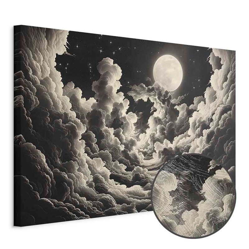 Produktvy av Moon and stars singing among. En rund detaljförstoring visar den strukturerade gelytan.
