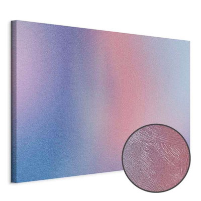 Schuin productaanzicht van Rainbow gradient - delicate. Het motief loopt door over de randen van het canvas. Een ronde detailopname toont het reliëf van het geloppervlak.