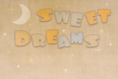 Vooraanzicht van Sweet dreams - pastel. De volledige gedrukte compositie is te zien zonder het schuine productaanzicht of de detailopname van het geloppervlak.