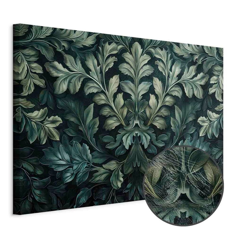 Produktvy av Dark green victorian leaves. En rund detaljförstoring visar den strukturerade gelytan.