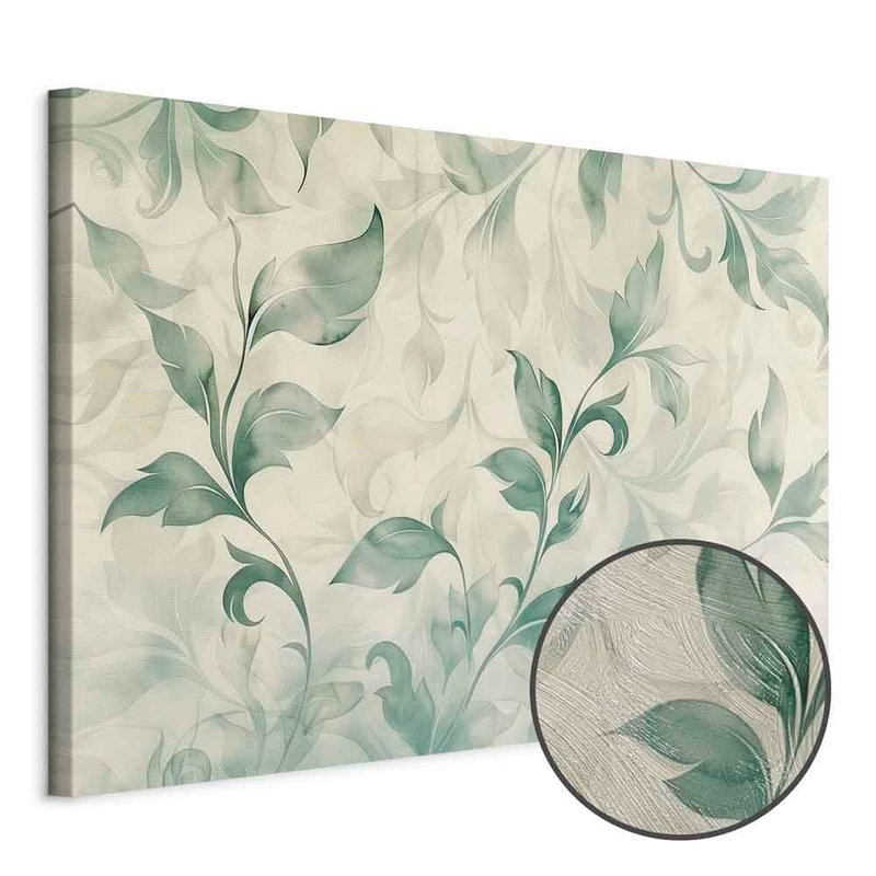 Produktvy av Watercolor botanical motif. En rund detaljförstoring visar den strukturerade gelytan.