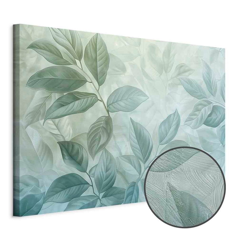 Produktvy av Large leaves in shades of. En rund detaljförstoring visar den strukturerade gelytan.