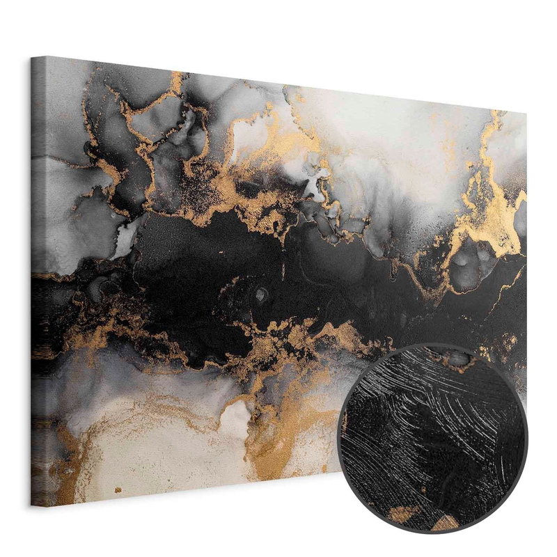 Produktvy av Golden explosions abstract. En rund detaljförstoring visar den strukturerade gelytan.