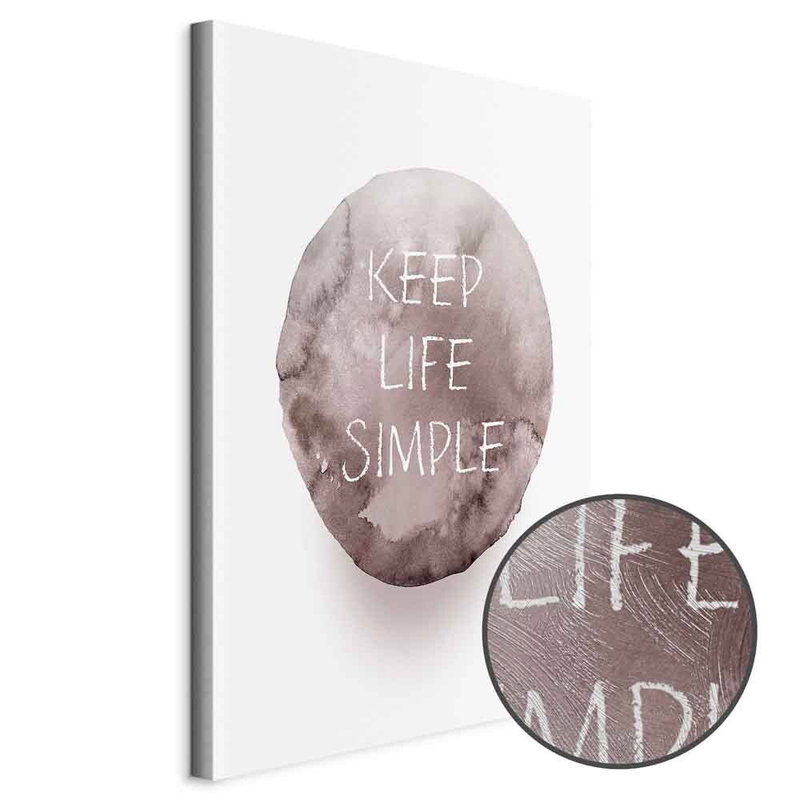 Produktvy av Keep life simple. En rund detaljförstoring visar den strukturerade gelytan.